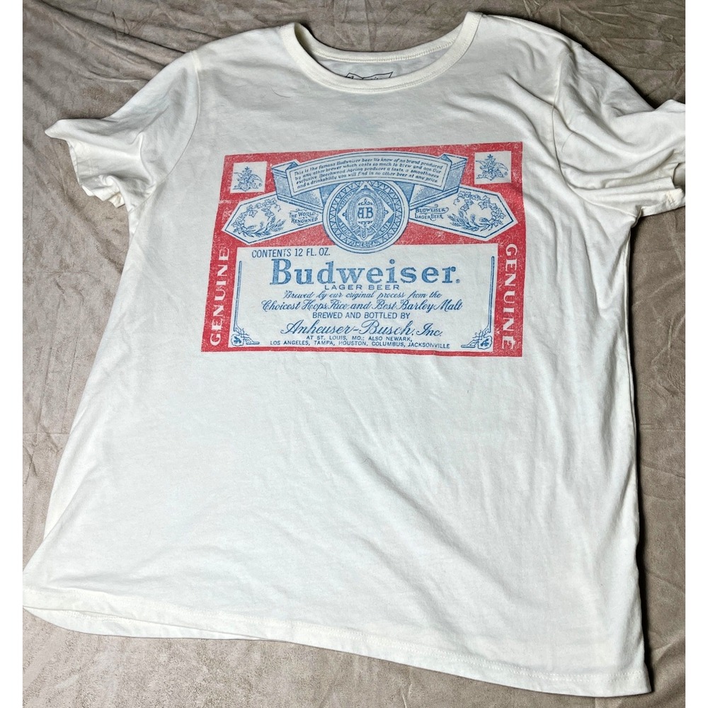 Budweiser King of Beers Vintage Label Graphic T-Shirt White mens size L